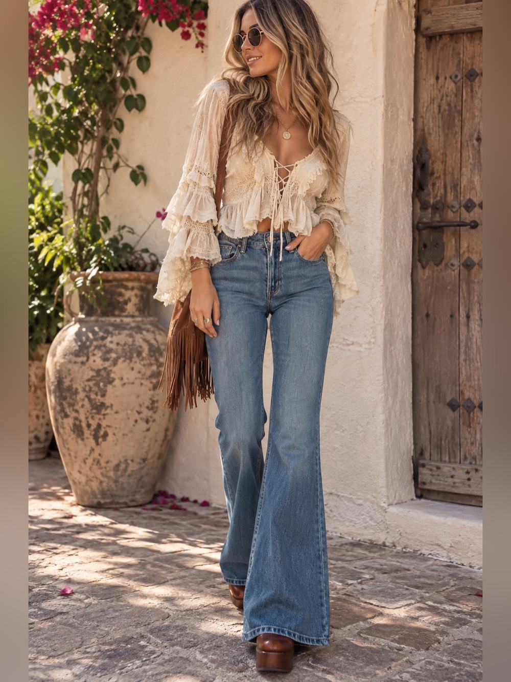 NWT Hollister High Rise Flare Jeans W28 Short Y2K Boho Retro Festival Denim
